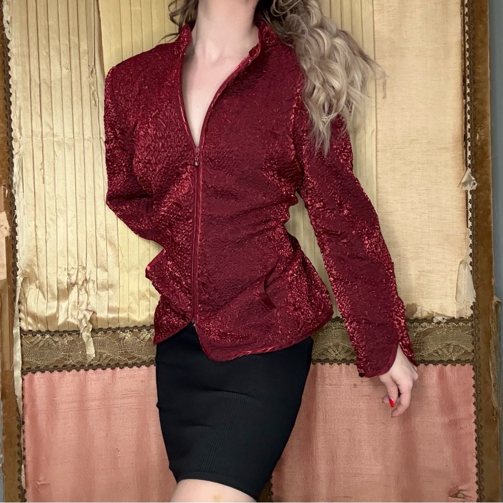 Bern and Mort Elegant Red Rose Metallic Women's Jacket